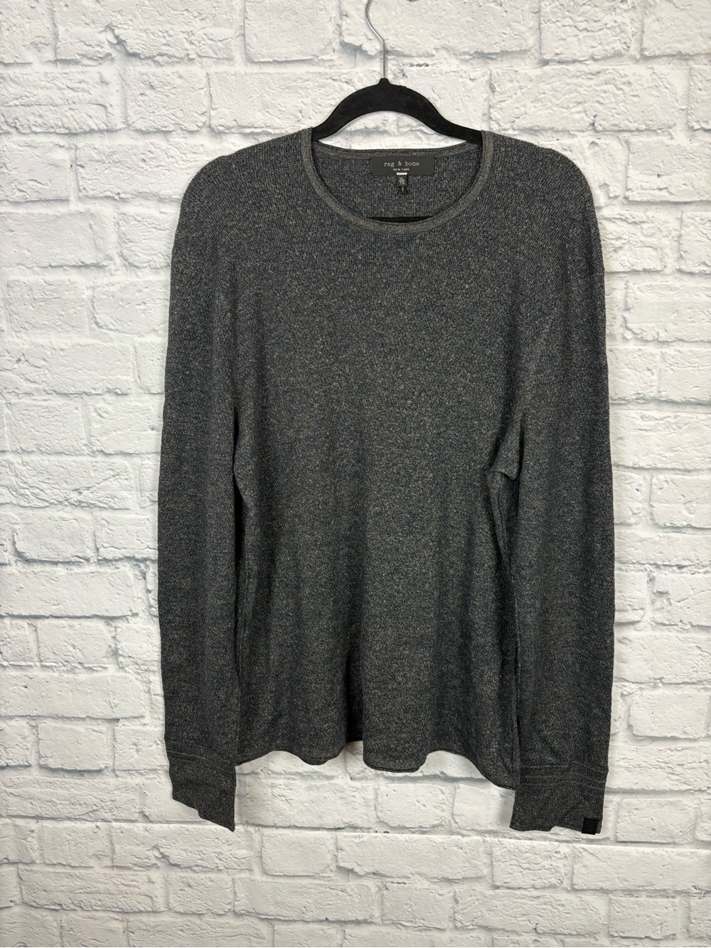 rag & bone" "merino wool" "linen" "charcoal" crewneck men's sweater size XL